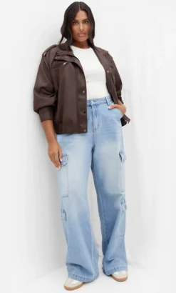 Harley Fit Iona Cargo Wide Leg Regular Jean - light wash