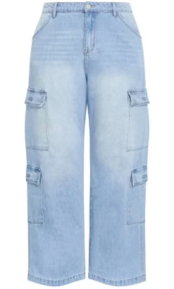 Harley Fit Iona Cargo Wide Leg Regular Jean - light wash