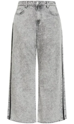 Harley Fit Leila Side Stripe Wide Leg Jean - light grey wash