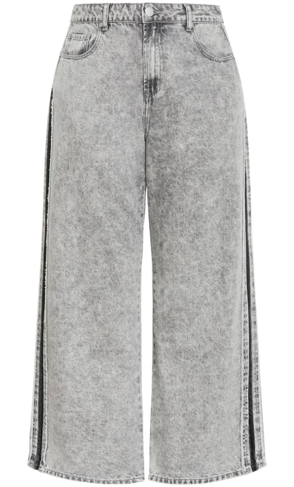 Harley Fit Leila Side Stripe Wide Leg Jean - light grey wash