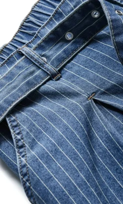 Harley Fit Pinstripe Wide Leg Short Jean - blue wash
