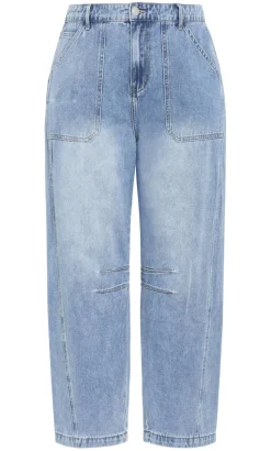 Harley Fit Relaxed Barrel Leg Ankle Grazer Jean - light wash