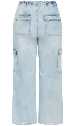 Harley Fit Remi Wide Leg Cargo Jean - light wash