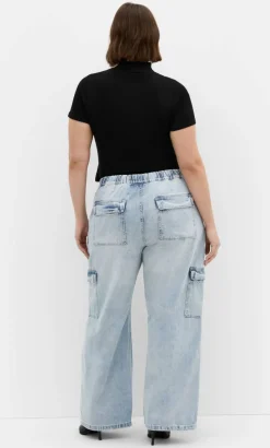 Harley Fit Remi Wide Leg Cargo Jean - light wash