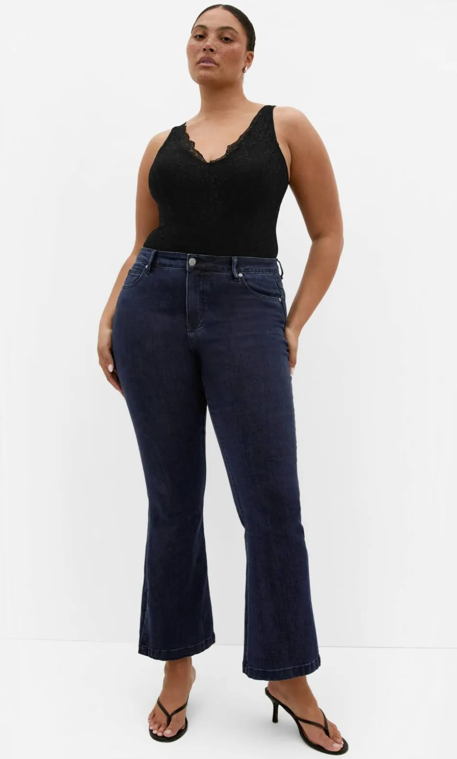 Harley Fit Side Split Flare Leg Jean - dark wash