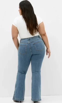 Harley Fit Side Split Flare Leg Jean - light wash