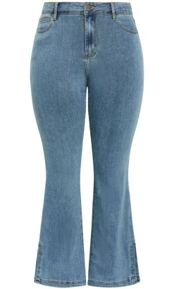 Harley Fit Side Split Flare Leg Jean - light wash