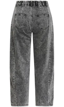 Harley Fit Tess Barrel Leg Ankle Grazer Jean - grey acid wash