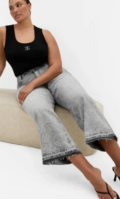 Harley Fit Wide Leg Crop Jean - grey wash