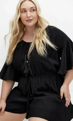 Harlow Lace Playsuit - black