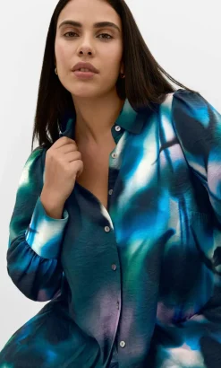 Hayley Haze Print Shirt - deep ocean