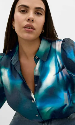 Hayley Haze Print Shirt - deep ocean
