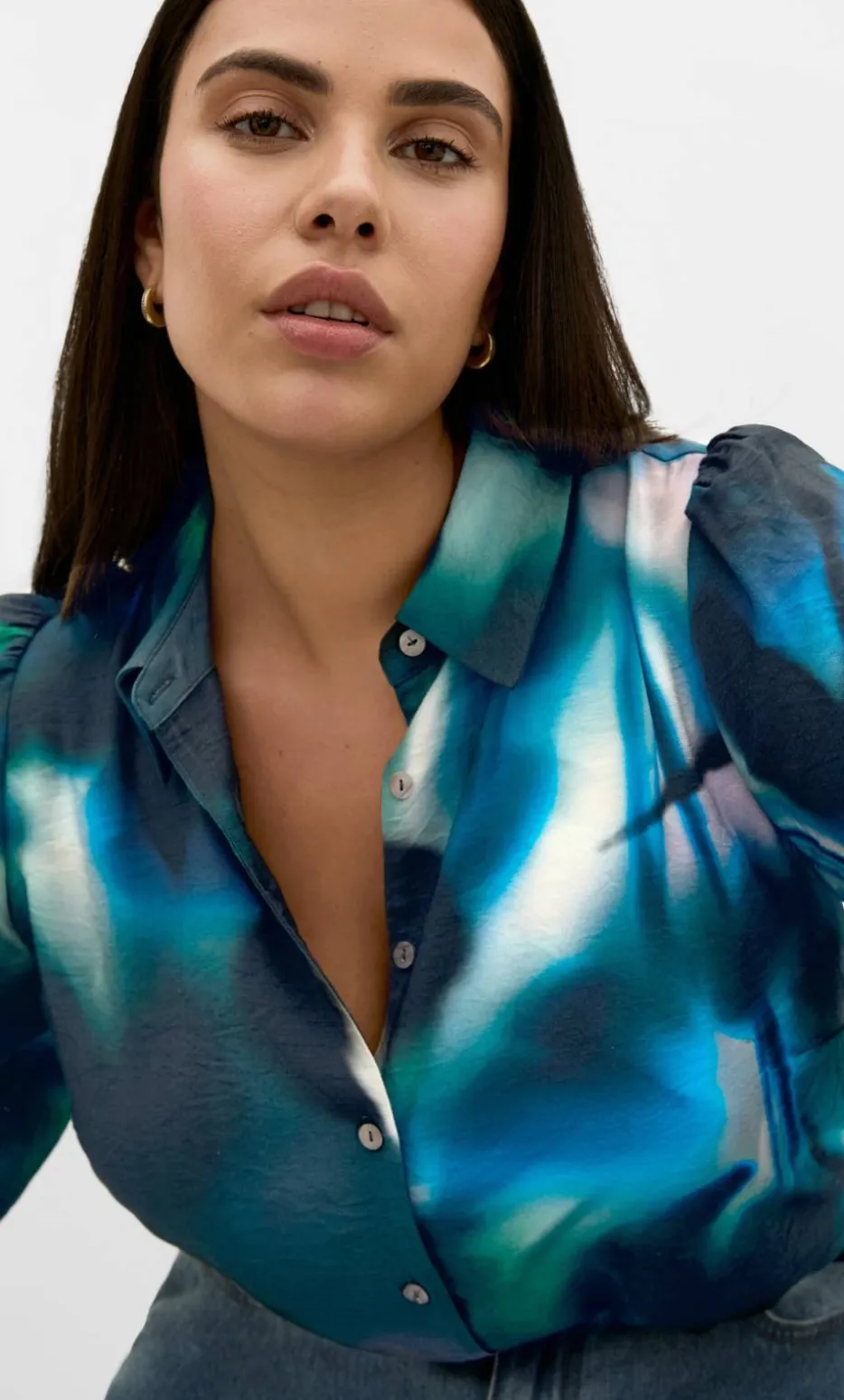 Hayley Haze Print Shirt - deep ocean