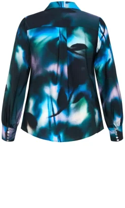 Hayley Haze Print Shirt - deep ocean