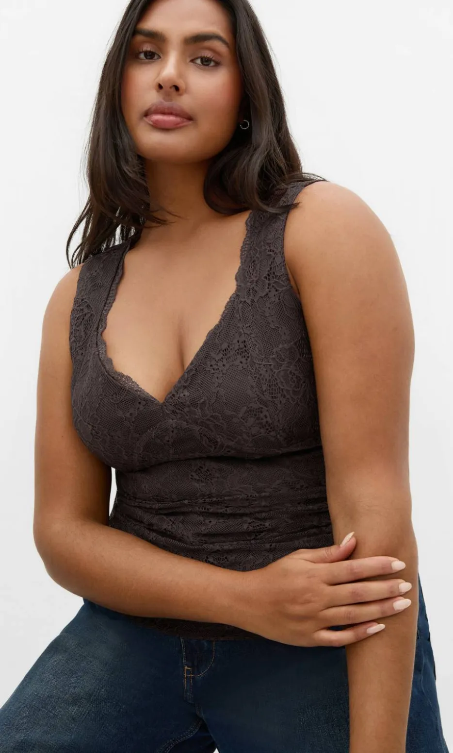 Haze Sleeveless Lace Top - espresso