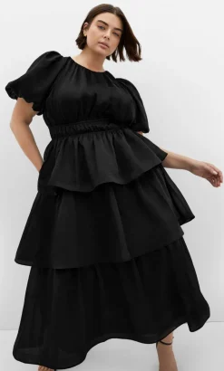 Heavenly Ruffle Maxi Dress - black