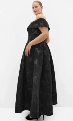 High Status Off Shoulder Maxi Dress - black