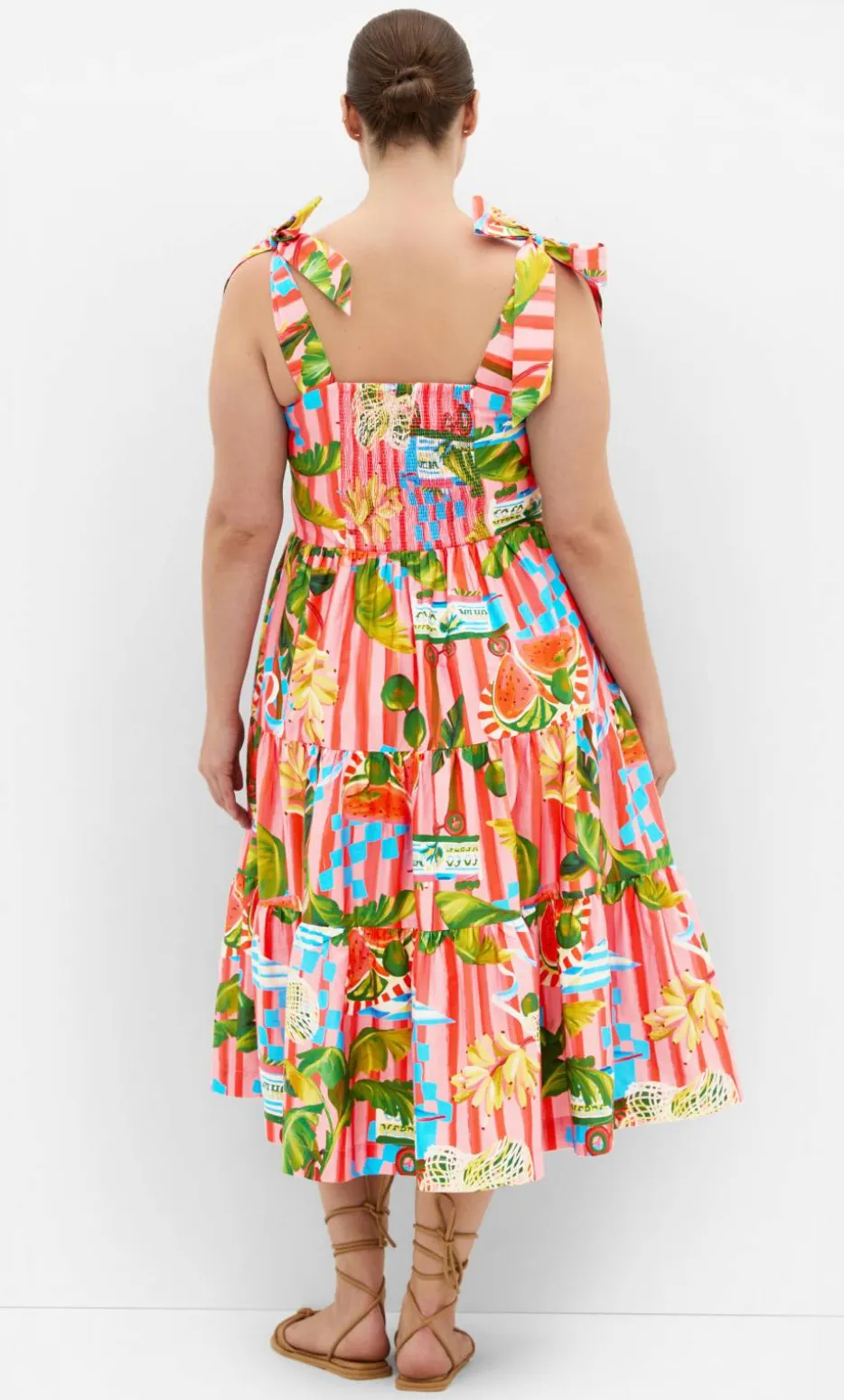 Holiday Print Midi Dress - pink