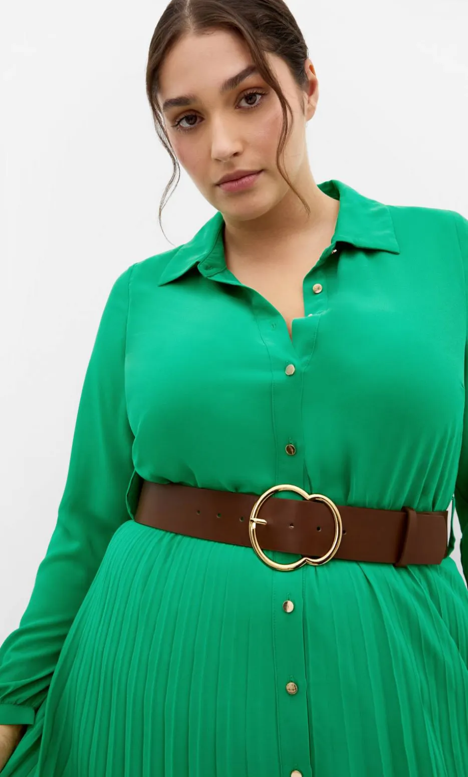 Honey Lane Pleat Midi Dress - kelly green