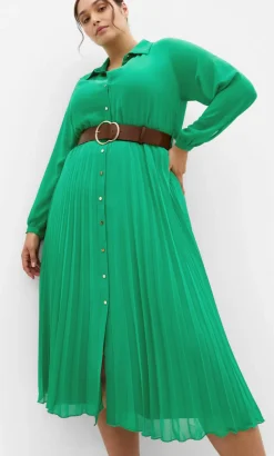 Honey Lane Pleat Midi Dress - kelly green