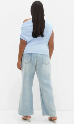 Imani Off Shoulder Top - sky blue