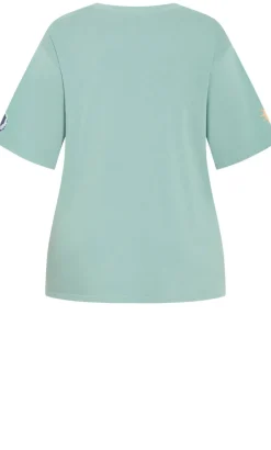 Indigo Cactus Oversized Cotton Tee - sage