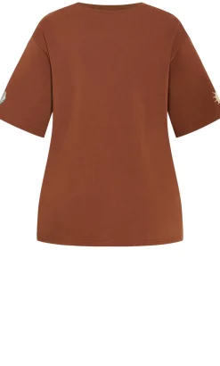 Indigo Cactus Oversized Cotton Tee - tobacco