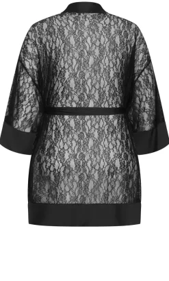 Ingrid Lace Wrap Kimono - black