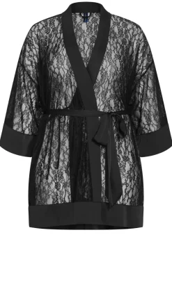 Ingrid Lace Wrap Kimono - black