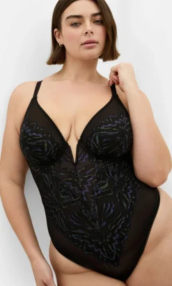 Ingrid Underwire Lace Bodysuit - black