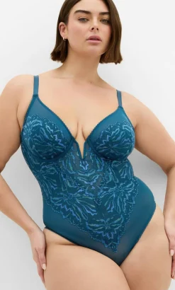 Ingrid Underwire Lace Bodysuit - teal