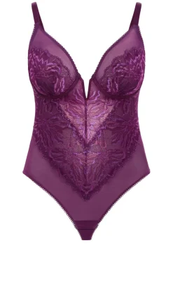 Ingrid Underwire Lace Bodysuit - purple iris
