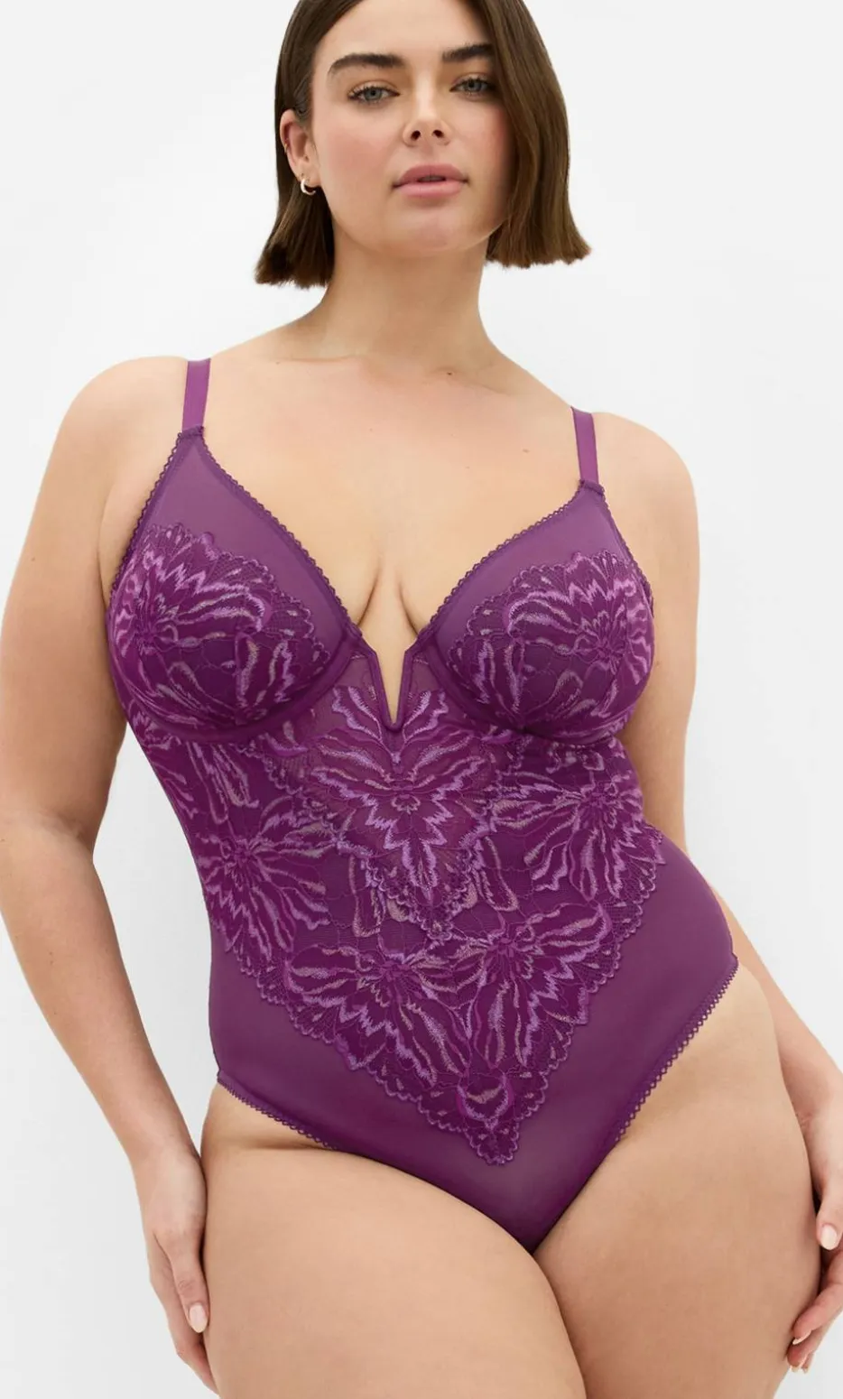 Ingrid Underwire Lace Bodysuit - purple iris