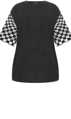 Ink & Essence Oversized Cotton Tee - black acid wash