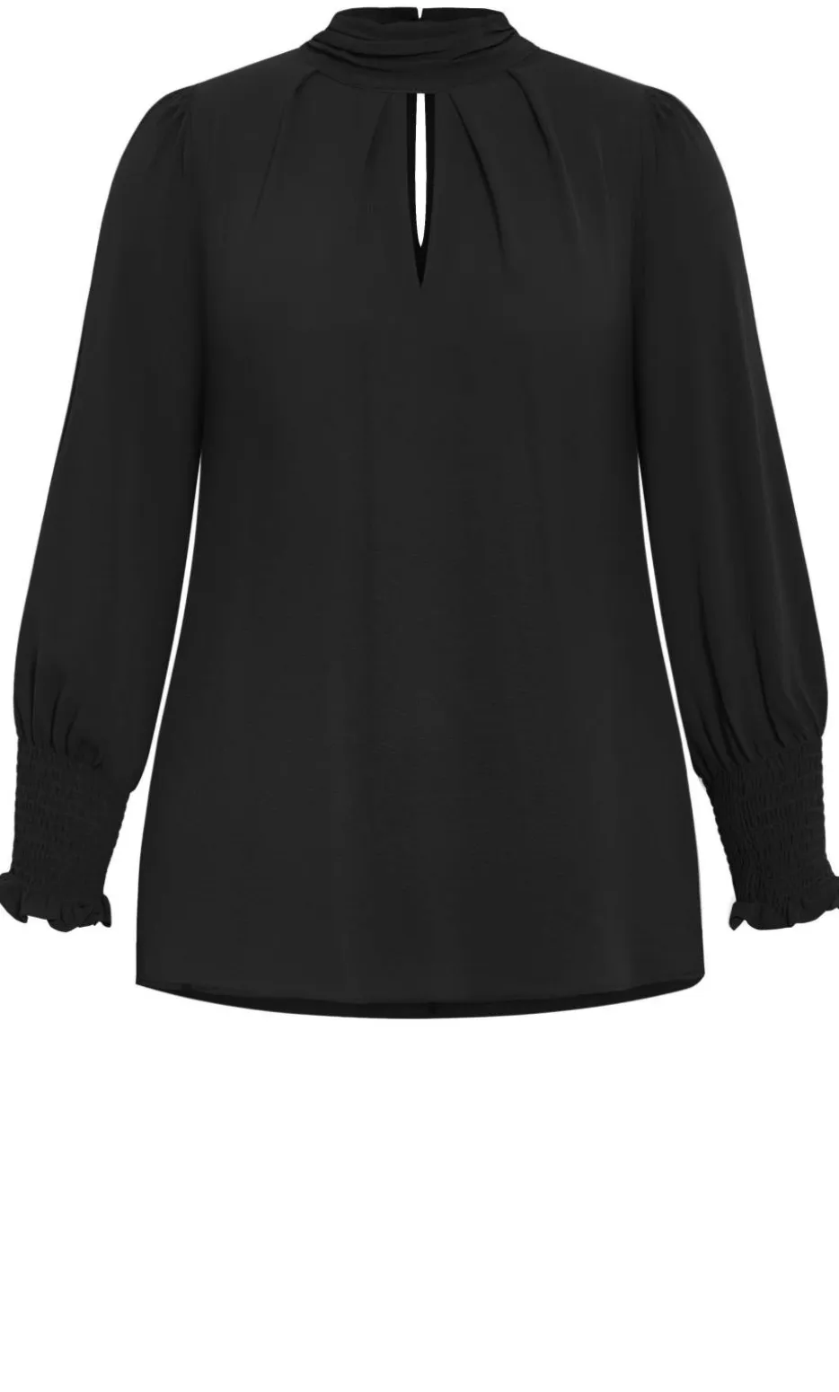 Iris High Neck Long Sleeve Top - black
