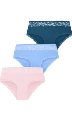 Iris 3 Pack Cotton Cheeky Panty - sky blue pink icing poseidon