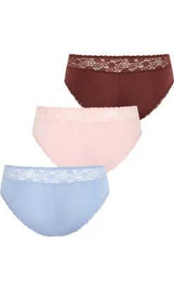 Iris 3 Pack Cotton Cheeky Panty - pink ganache blue