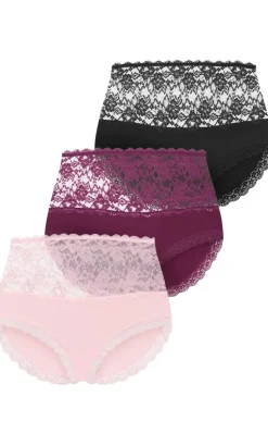 Iris 3 Pack Cotton Hi Brief - pink icing purple iris black