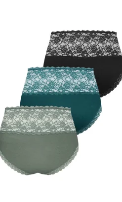 Iris 3 Pack Cotton Hi Brief - sage teal black