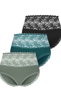 Iris 3 Pack Cotton Hi Brief - sage teal black
