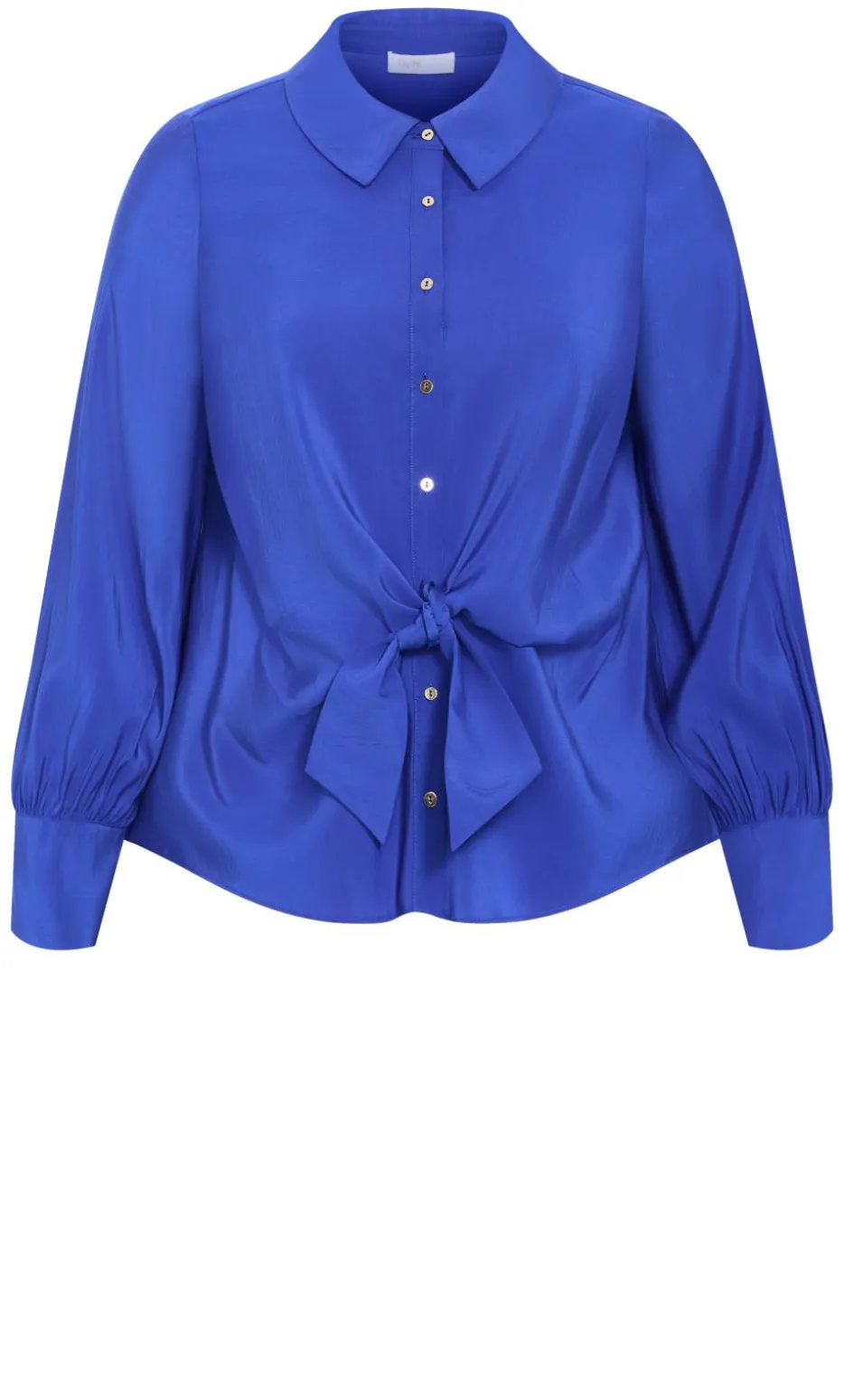 Isabella Long Sleeve Tie Front Shirt - ocean blue