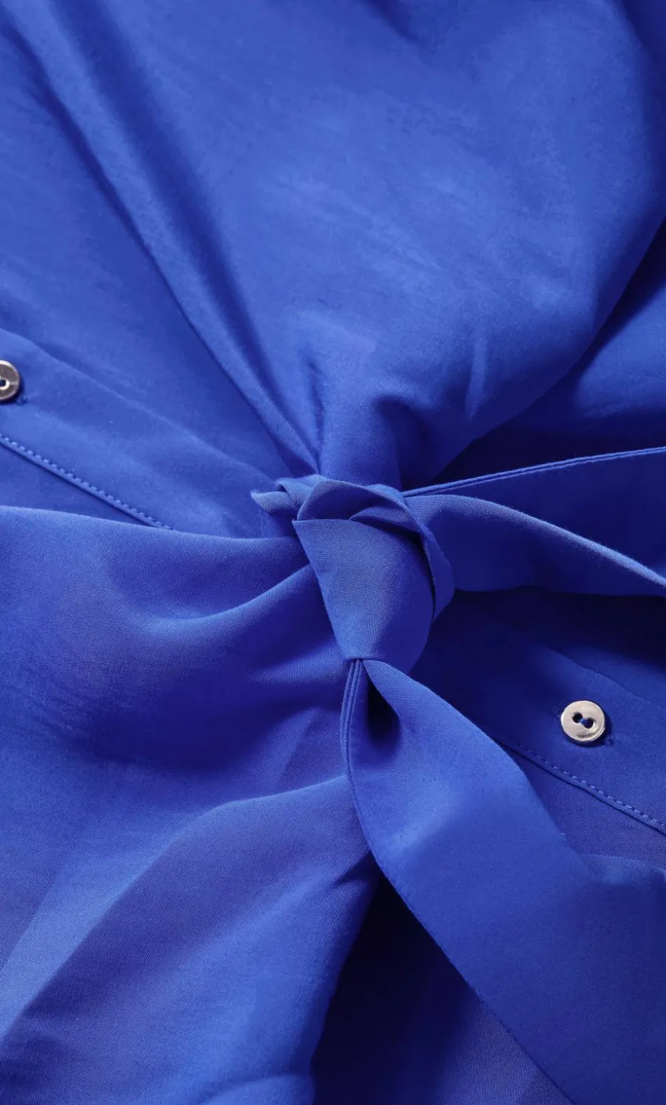 Isabella Long Sleeve Tie Front Shirt - ocean blue
