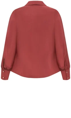 Isabella Long Sleeve Tie Front Shirt - sienna