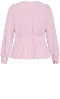 Island Long Sleeve V Neck Top - soft pink