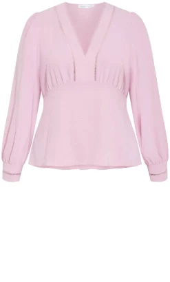Island Long Sleeve V Neck Top - soft pink