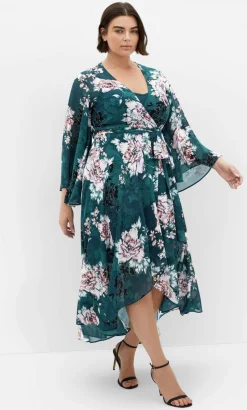 Jade Blossom Print Maxi Dress - jade