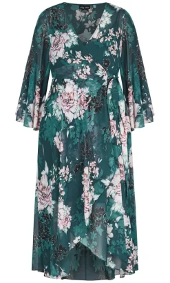 Jade Blossom Print Maxi Dress - jade