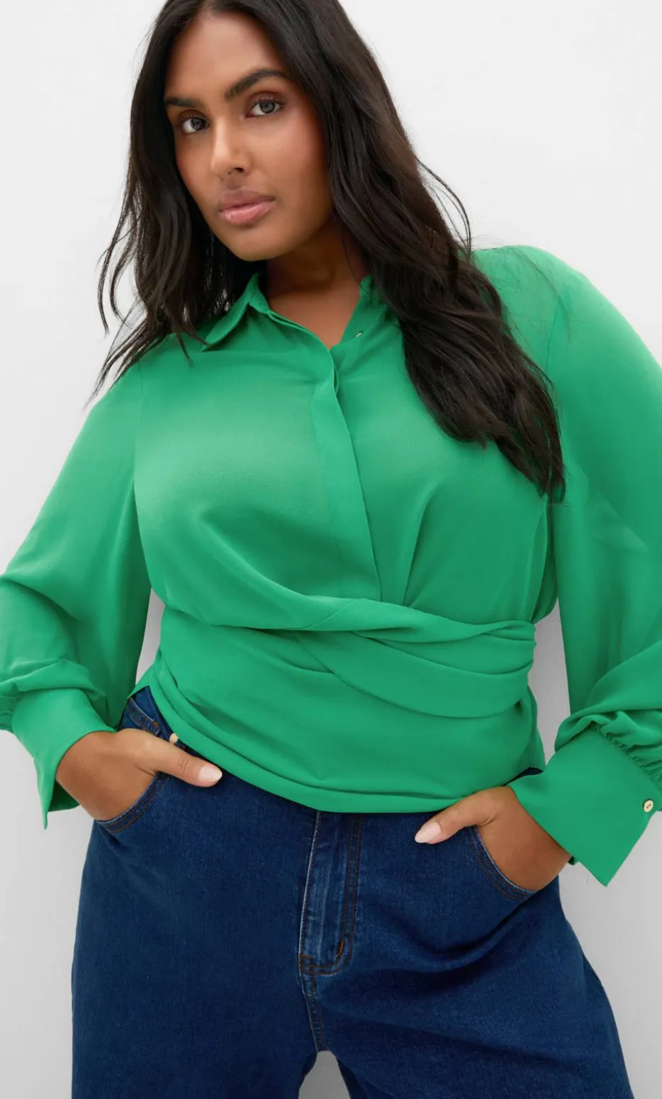 Jane Tie Hem Shirt - kelly green