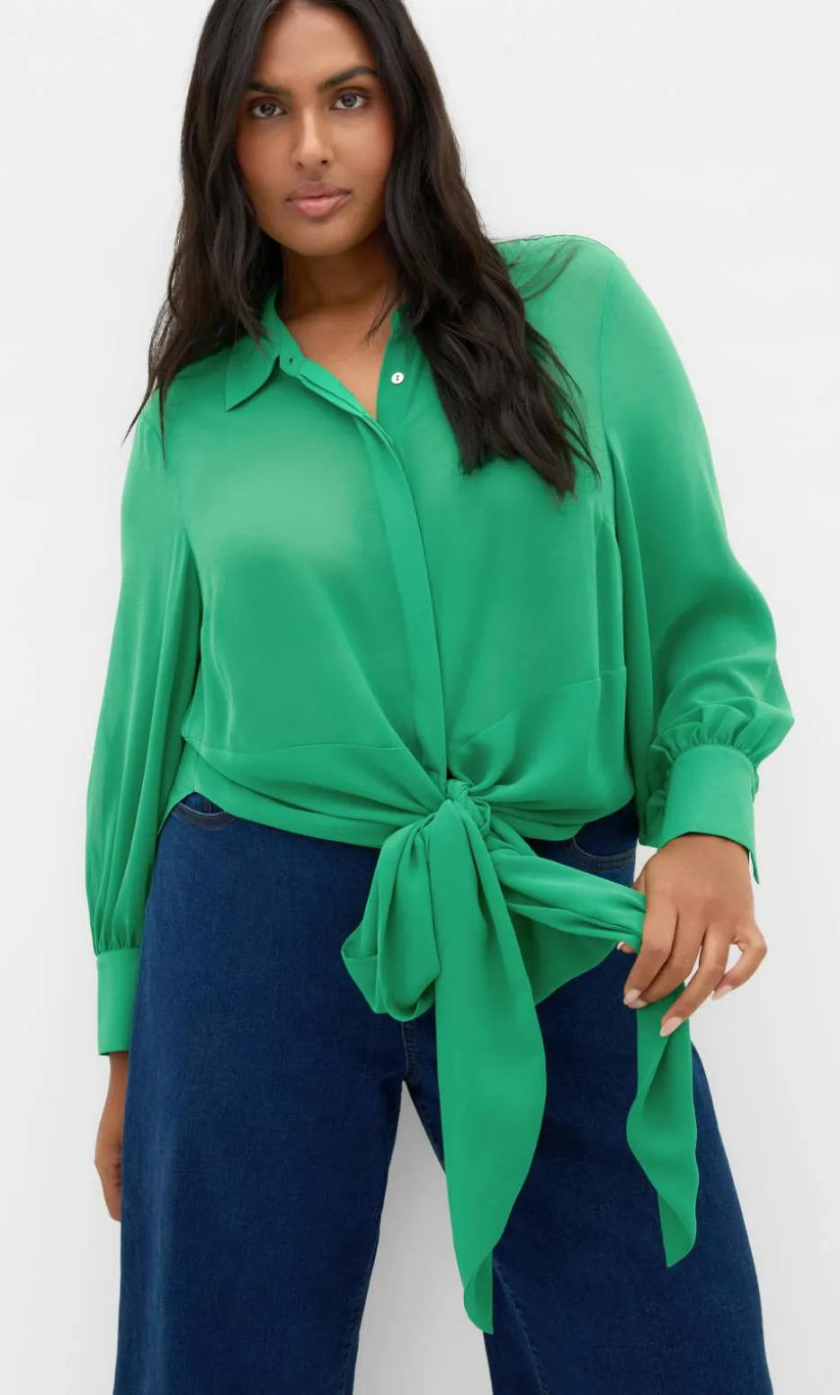 Jane Tie Hem Shirt - kelly green
