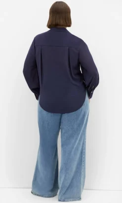 Jane Tie Hem Shirt - navy